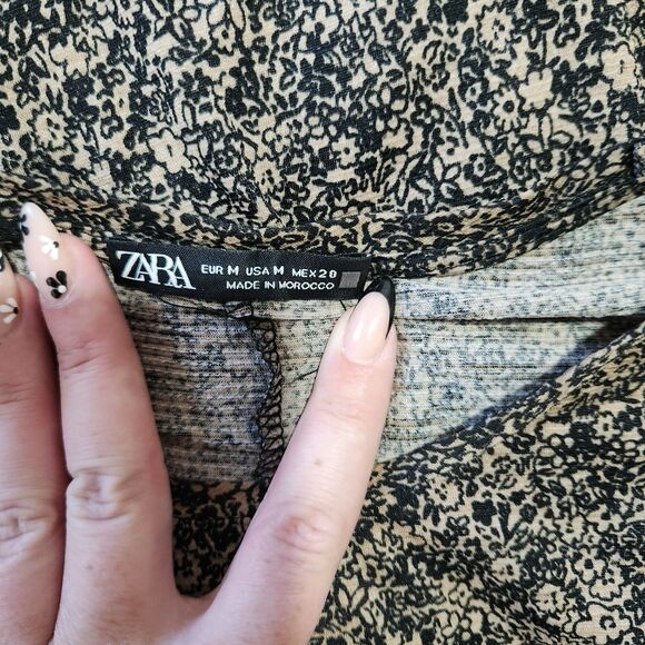 Zara Geometric Long Sleeve Fall Dress SZ M Microfloral Fairygrunge Whimsygoth - Picture 4 of 5